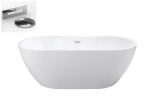 Besco NAVIA wolnostojąca wanna owalna 140x75 cm + korek Klik-Klak z przelewem Chom połysk + dostawa gratis !
