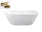 Besco NAVIA wolnostojąca wanna owalna 140x75 cm + korek Klik-Klak Złoty połysk + dostawa gratis !