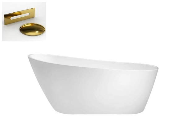 Besco MELODY wolnostojąca wanna akrylowa 150x80 cm + przelew wannowy ZŁOTY gratis + dostawa gratis !