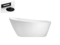 Besco MELODY wolnostojąca wanna akrylowa 170x80 cm + przelew wannowy CZARNY