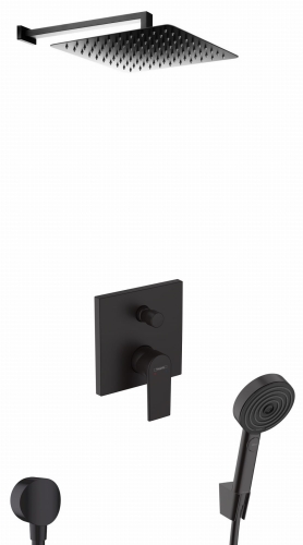 hansgrohe Vernis Shape kompletny prysznicowy zestaw podtynkowy z deszczownicą Oltens Vindel S 30 x 30 cm