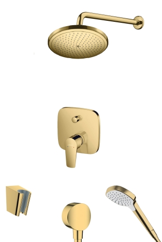 hansgrohe Talis E kompletny prysznicowy zestaw podtynkowy z deszczownicą okrągłą Croma 280 1jet złoty połysk