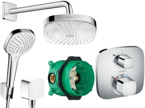 Hansgrohe Ecostat E 15708000 +Croma kompletny termostatyczny zestaw podtynkowy z deszczownicą 26524400 Croma Select E 180