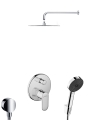 hansgrohe Rebris S kompletny prysznicowy zestaw podtynkowy z deszczownicą kwadratową Ultra Slim 30 cm chrom połysk