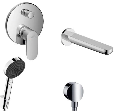 hansgrohe Rebris S kompletny wannowy zestaw podtynkowy z wylewką wannową chrom połysk