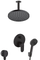 hansgrohe Rebris S kompletny prysznicowy zestaw podtynkowy z deszczownicą 200 1 Jet ramię sufitowe 10 cm czarny m
