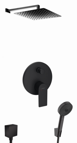 hansgrohe Rebris E kompletny prysznicowy zestaw podtynkowy z deszczownicą kwadratową Oltens Vindel S 30 x 30 cm