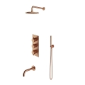 Omnires Y kompletny zestaw termostatyczny prysznicowo-wannowy podtynkowy z deszczownicą ø 25 cm Miedź Szczotkowana SYSYTWXCPB