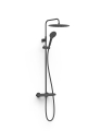 Tres OVER-WALL zestaw baterii termostatycznej naściennej prysznicowej z deszczownicą okrągłą 30 cm czarny mat 19038705NM