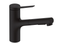 hansgrohe Zesis M 33 bateria kuchenna z wyciąganą wylewką oraz 2 strumieniami czarny mat 74800670