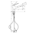 hansgrohe Zesis M 33 bateria kuchenna z wyciąganą wylewką oraz 2 strumieniami czarny mat 74800670  schemat