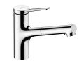 hansgrohe Zesis M 33 bateria kuchenna z wyciąganą wylewką oraz 2 strumieniami chrom połysk 74810000