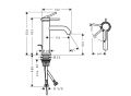 hansgrohe Tecturis S 110 bateria umywalkowa CoolStart EcoSmart z kompletem odpływowym czarny mat 73314670 schemat