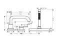 hansgrohe Tecturis S 3-otworowa bateria wannowa czarny mat 73447670 schemat
