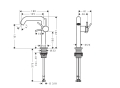 hansgrohe Tecturis S 150 Fine bateria umywalkowa CoolStart EcoSmart z kompletem odpływowym brąz szczotkowany 73340140 schemat