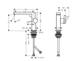 hansgrohe Tecturis E 110 Fine bateria umywalkowa CoolStart EcoSmart z kompletem odpływowym czarny mat 73020670 schemat