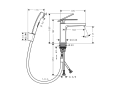 hansgrohe Tecturis E 110 bateria umywalkowa czarny mat z główką Bidette 73210670  schemat