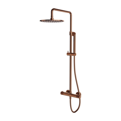 Omnires Contour termostatyczny system prysznicowy z deszczownicą 25 cm miedź szczotkowana CT8044CPB