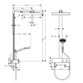 hansgrohe Rainfinity Komplet prysznicowy 360 1jet EcoSmart z termostatem ShowerTablet 350 Czarny Matowy 26853670 schemat