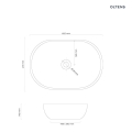 Oltens Hamnes Thin umywalka 60,5x41,5 cm nablatowa owalna z powłoką SmartClean czarny mat 40820300 schemat