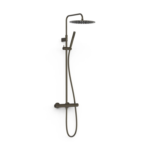 Tres OVER-WALL zestaw baterii termostatycznej naściennej prysznicowej z deszczownicą okrągłą 30 cm Czarny Brąz 19039302KMB