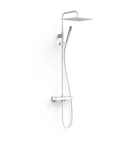 Tres OVER-WALL zestaw baterii termostatycznej naściennej prysznicowej z deszczownicą okrągłą 30 cm Biały Mat 19039307BM