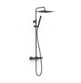 Tres OVER-WALL zestaw baterii termostatycznej naściennej prysznicowej z deszczownicą kwadratową 30 cm Czarny Brąz 19039307KMB