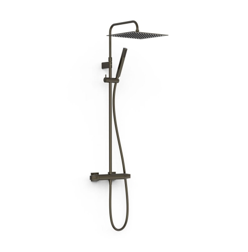 Tres OVER-WALL zestaw baterii termostatycznej naściennej prysznicowej z deszczownicą kwadratową 30 cm Czarny Brąz 19039307KMB