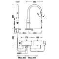 Tres Elektroniczna bateria Kuchenna z obrotową wylewką Czarny Mat  23044501NM  schemat