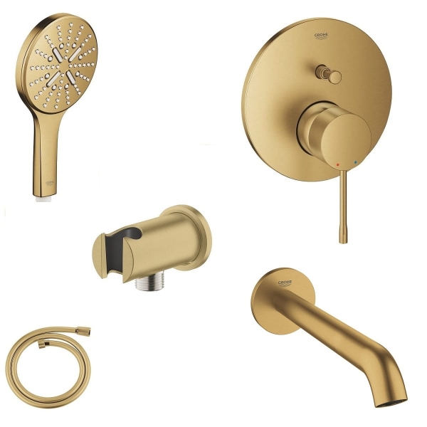 Grohe Essence Brushed Cool Sunrise kompletny podtynkowy zestaw wannowy Złoty Szczotkowany 