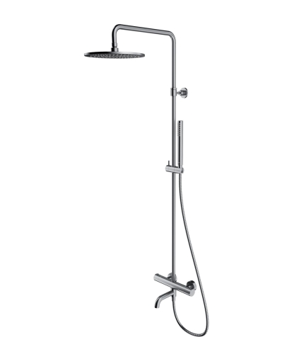 Omnires Y termostatyczny zestaw prysznicowo-wannowy natynkowy z deszczownicą ø 25 cm Nikiel Szczotkowany Y1234NI