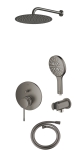 Grohe Essence Brushed Hard Graphite kompletny podtynkowy zestaw prysznicowy z deszczownicą marki Excellent 25 cm Grafit  Szczotkowany 