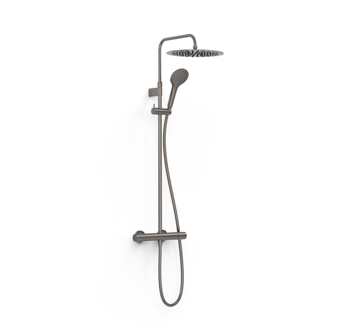 Tres OVER-WALL zestaw baterii termostatycznej naściennej prysznicowej z deszczownicą okrągłą 30 cm Grafit 19039314GR