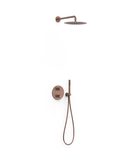 Tres zestaw natryskowy z baterią termostatyczną podtynkową Therm-Box 26235004VO Volcanic miedź deszczownica okrągła 30 cm