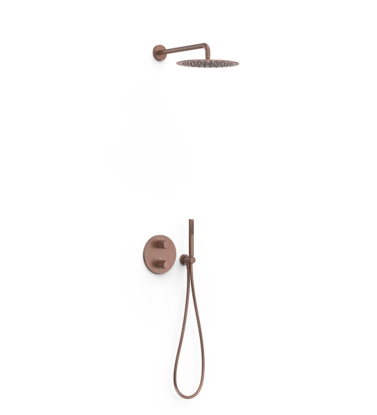 Tres zestaw natryskowy z baterią termostatyczną podtynkową Therm-Box 26235004VO Volcanic miedź  deszczownica okrągła 30  cm  
