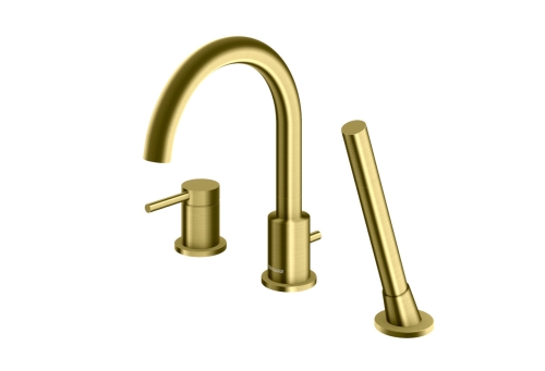 KOHLMAN Axel Brushed Gold 3-otworowa bateria wannowa stojąca QB241AGDB Szczotkowane Złoto
