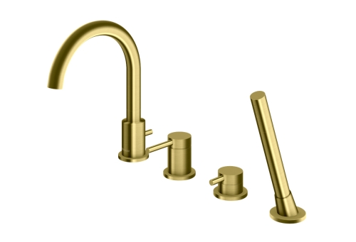 KOHLMAN Axel Brushed Gold 4-otworowa bateria wannowa stojąca QB244AGDB Szczotkowane Złoto