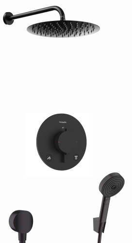hansgrohe Ecostat Comfort S kompletny termostatyczny zestaw podtynkowy z deszczownicą okrągłą marki Oltens czarny mat