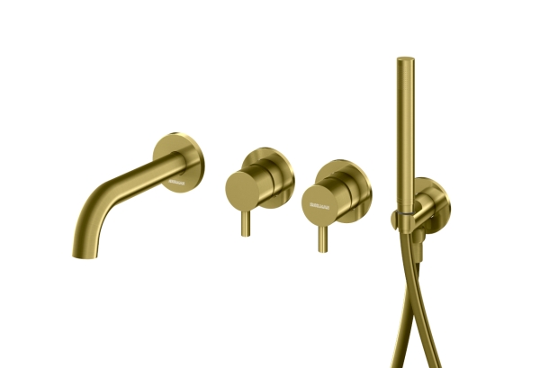 KOHLMAN Axel Brushed Gold  podtynkowy zestaw wannowy  z wylewką wannową Szczotkowane Złoto QW260AGDB230