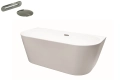 Besco VICA New wolnostojąca przyścienna wanna akrylowa 160x80 cm + przelew szczelinowy GUN Metal