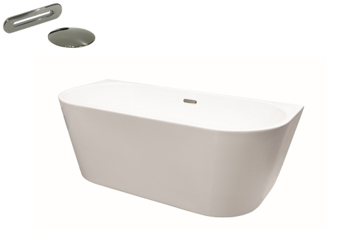 Besco VICA New wolnostojąca przyścienna wanna akrylowa 170x80 cm + przelew szczelinowy GUN Metal