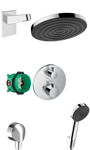 hansgrohe Ecostat S kompletny termostatyczny zestaw prysznicowy z deszczownicą Pulsify 260 Chrom Połysk