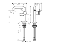 hansgrohe Tecturis S 150 Fine bateria umywalkowa CoolStart EcoSmart+ z kompletem odpływowym 73340000 Chrom Połysk schemat