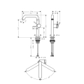 hansgrohe Tecturis S 210 Fine bateria umywalkowa CoolStart EcoSmart+ z obrotową wylewką i kompletem odpływowym 73360000 Chrom Połysk schemat