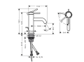 hansgrohe Tecturis S 80 bateria umywalkowa CoolStart EcoSmart+ z kompletem odpływowym 73302000 Chrom Połysk schemat
