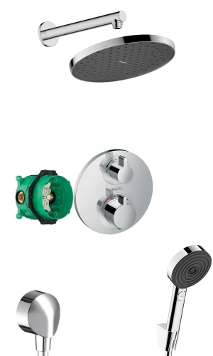 hansgrohe Ecostat S kompletny termostatyczny zestaw prysznicowy z deszczownicą Activera 240 1 Jet Chrom Połysk