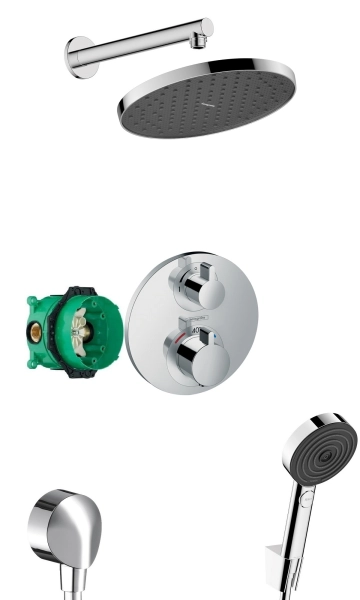 hansgrohe Ecostat S  kompletny termostatyczny zestaw prysznicowy z deszczownicą Activera 240 1 Jet Chrom Połysk   