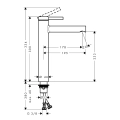 hansgrohe Zesis S 230 CoolStart bateria umywalkowa wysoka z kompletem odpływowym Push-Open 74732670 Czarny Matowy schemat