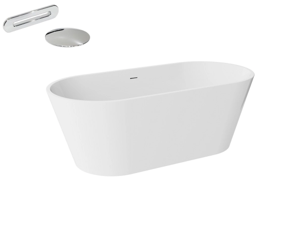 Besco Deeva wolnostojąca wanna akrylowa 150x75 cm + przelew wannowy CHROM + dostawa gratis ! 