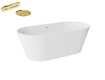 Besco Deeva wolnostojąca wanna akrylowa 150x75 cm + przelew wannowy Złoty + dostawa gratis !  
